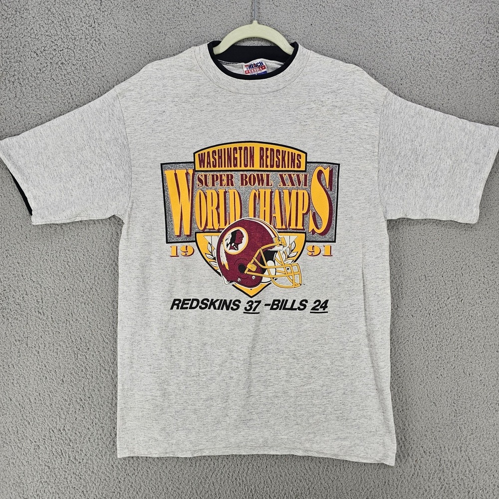 Vintage Washington Redskins Shirt Mens Large Gray Super Bowl XXVI Trench Ultra